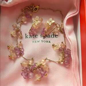 Kate Spade Pink and Gold Floral Necklace
